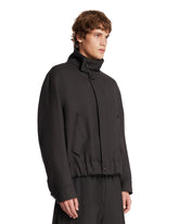 Black Wool Gabardine Harrington Jacket | PDP | Antonia