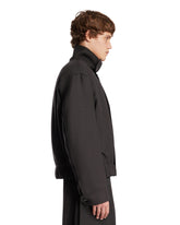Black Wool Gabardine Harrington Jacket | PDP | Antonia