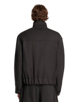 Black Wool Gabardine Harrington Jacket | PDP | Antonia