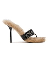 Sandali Infradito Con Pelliccia Neri | PDP | Antonia