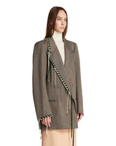 Gray Embellished Wool Jacket | PDP | Antonia