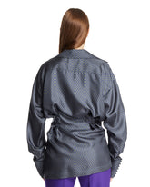 Blue Silk Draped Shirt | PDP | Antonia