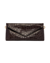 Brown Crocodile-Embossed Clutch | PDP | Antonia
