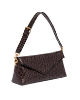 Brown Crocodile-Embossed Clutch | PDP | Antonia