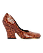 Brown Sculptural Heel Pumps | PDP | Antonia