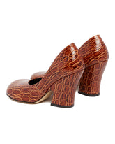 Brown Sculptural Heel Pumps | PDP | Antonia