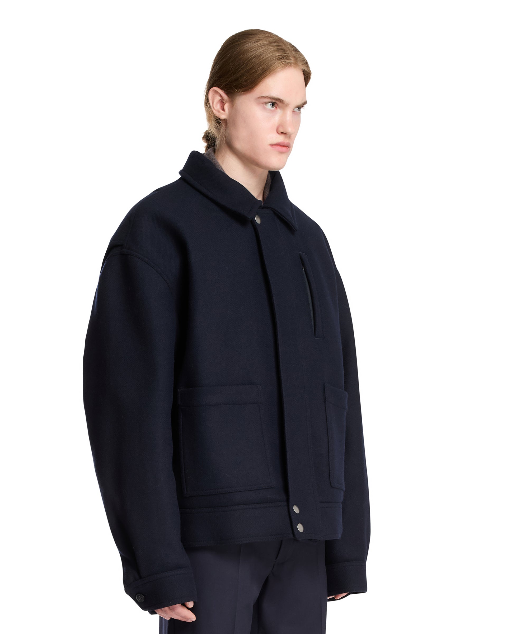 Blue Oversized Wool Jacket | DRIES VAN NOTEN - Antonia