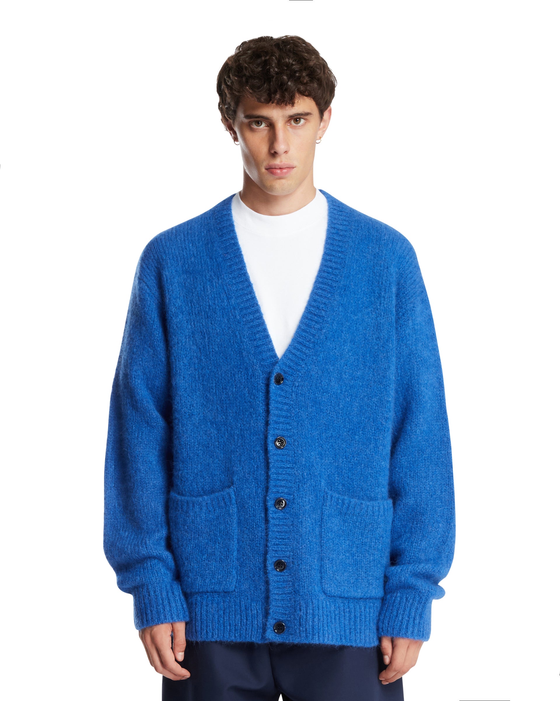 Blue Alpaca and Wool Cardigan | DRIES VAN NOTEN - Antonia