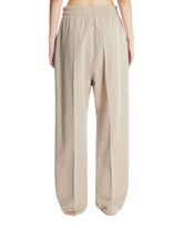 Beige Wool and Cotton Drawstring Pants | PDP | Antonia