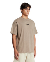 Beige Cotton Logo T-shirt | PDP | Antonia