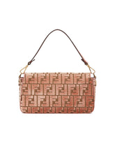 Pink FF Jacquard Velvet Baguette Bag | PDP | Antonia
