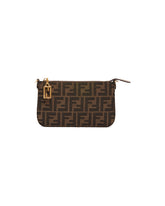 Brown FF Jacquard Baguette Pouch | PDP | Antonia