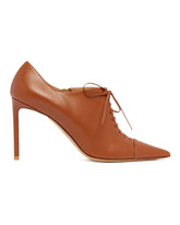 Brown Leather Stiletto Lace-Up Shoes | PDP | Antonia