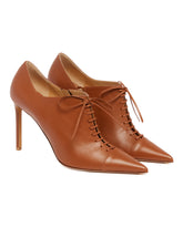 Brown Leather Stiletto Lace-Up Shoes - FRANCESCO RUSSO WOMEN | PLP | Antonia