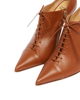 Brown Leather Stiletto Lace-Up Shoes | PDP | Antonia