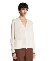 White Extra Fine Silk and Cashmere Cardigan | PDP | Antonia