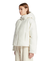 White Boucle Wool Jacket with Logo | PDP | Antonia