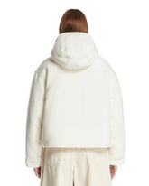 White Boucle Wool Jacket with Logo | PDP | Antonia