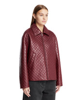 Red Oversized Leather Jacket with Raised GG | PDP | Antonia