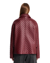 Red Oversized Leather Jacket with Raised GG | PDP | Antonia