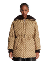 Beige GG Fabric Puffer Jacket | PDP | Antonia
