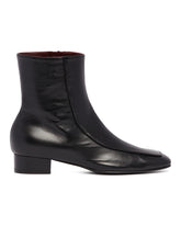 Black Shadow Ban Leather Ankle Boots | PDP | Antonia