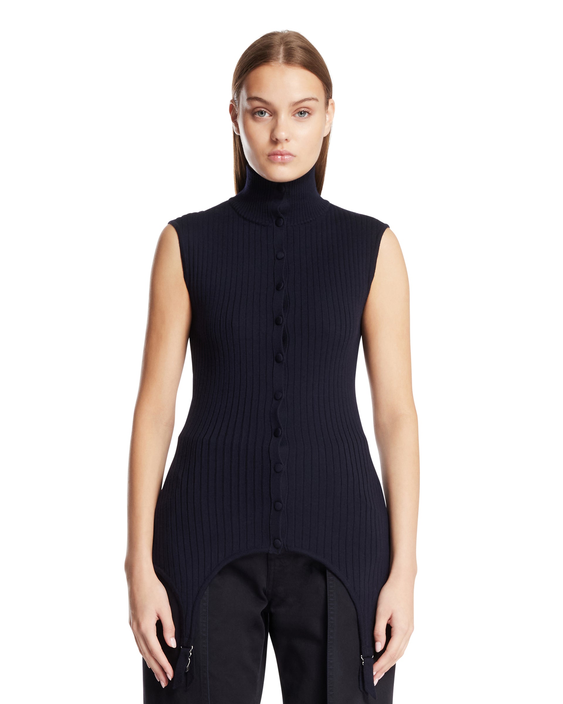 トップス GAULIER t Waistcoat Blue Wool Garter Waistcoat | JEAN PAUL GAULTIER - Antonia