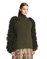 Green Fringe Alpaca Sweater | PDP | Antonia