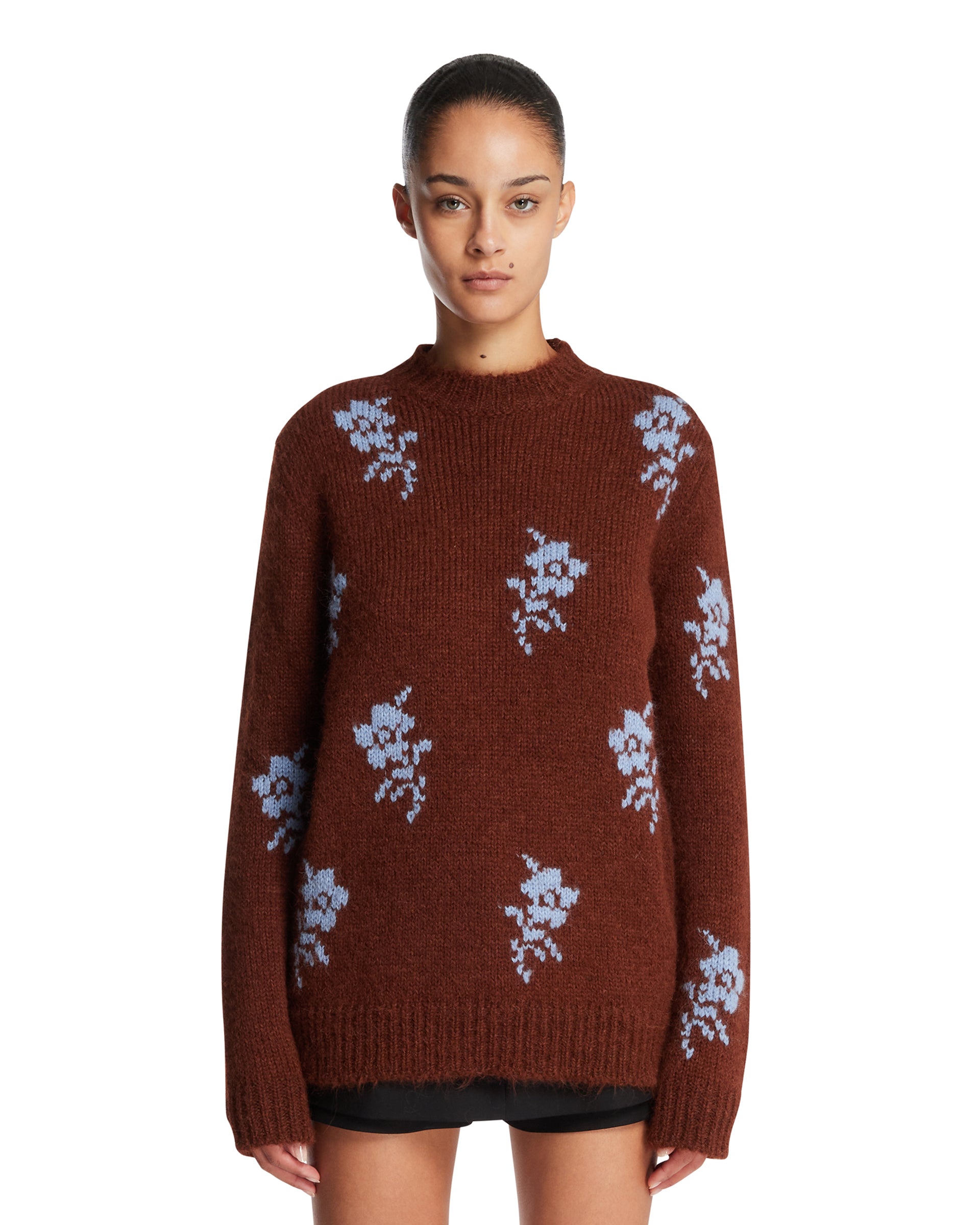 Brown Floral Alpaca Sweater | JIL SANDER - Antonia