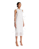 White Silk Dress with Feathers | PDP | Antonia
