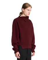 Burgundy Ribbed Wool Turtleneck Sweater | PDP | Antonia