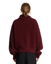 Burgundy Ribbed Wool Turtleneck Sweater | PDP | Antonia