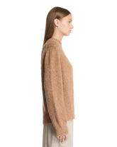 Beige Alpaca and Wool Crewneck Sweater | PDP | Antonia