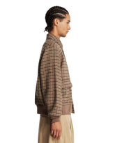 Beige Checked Wool Bomber | PDP | Antonia