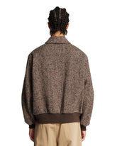 Brown Herringbone Wool Bomber | PDP | Antonia