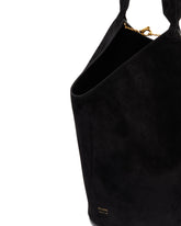 Black Small Lotus Leather Tote | PDP | Antonia