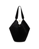 Black Small Lotus Leather Tote | PDP | Antonia