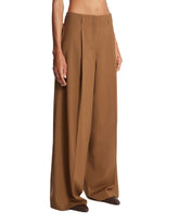 Beige Wool Wide-Leg Trousers | PDP | Antonia