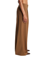 Beige Wool Wide-Leg Trousers | PDP | Antonia