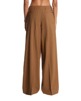 Beige Wool Wide-Leg Trousers | PDP | Antonia