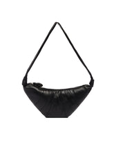 Medium Black Leather Croissant Bag | PDP | Antonia