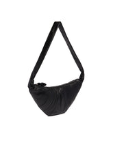 Medium Black Leather Croissant Bag | PDP | Antonia