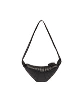Black Small Croissant Leather Bag | PDP | Antonia
