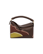 Brown Puzzle Edge Landscape Bag | PDP | Antonia