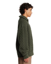 Green Wool Zip-Up Sweater | PDP | Antonia