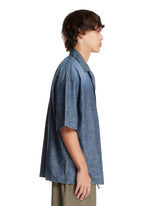 Blue Short-Sleeve Cotton Shirt | PDP | Antonia