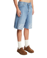 Blue Anagram Denim Bermuda Shorts | PDP | Antonia