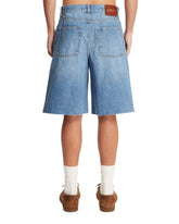 Blue Anagram Denim Bermuda Shorts | PDP | Antonia