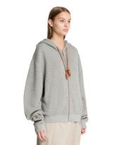 Felpa Con Cappuccio E Zip Grigia | PDP | Antonia