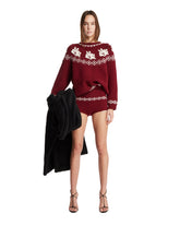 Burgundy Jacquard Wool Shorts - MAGDA BUTRYM WOMEN | PLP | Antonia